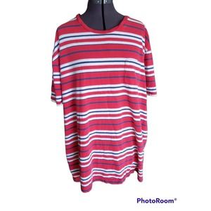 Vintage Polo Ralph Lauren men's striped short sleeve tee shirt. Red, 2XL